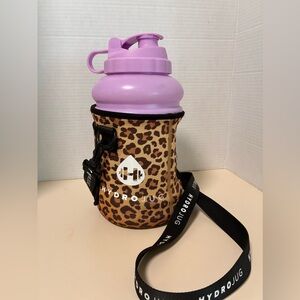 HydroJug Leopard Print Adjustable Strap Holder with Purple Bottle